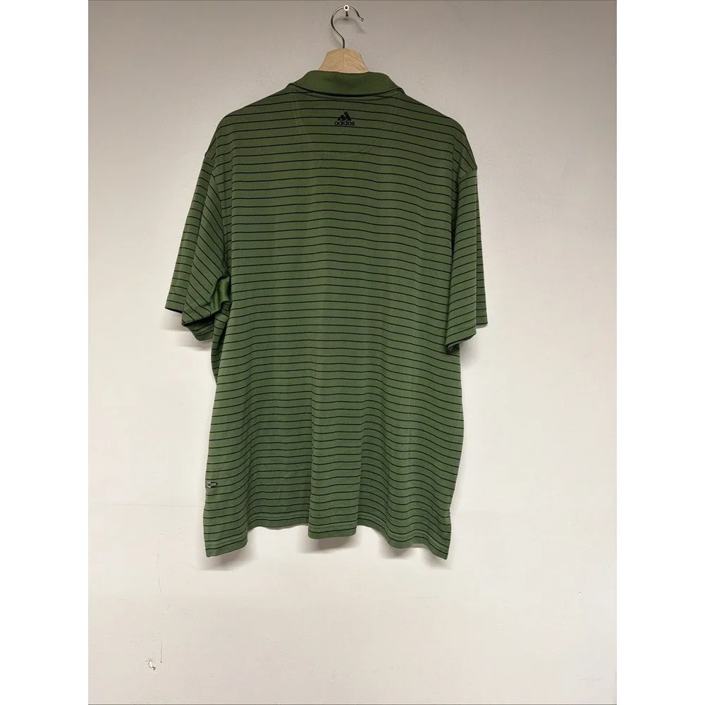Adidas Polo Size XL Mens ClimaCool Short Sleeve Striped Golf Athletics Green